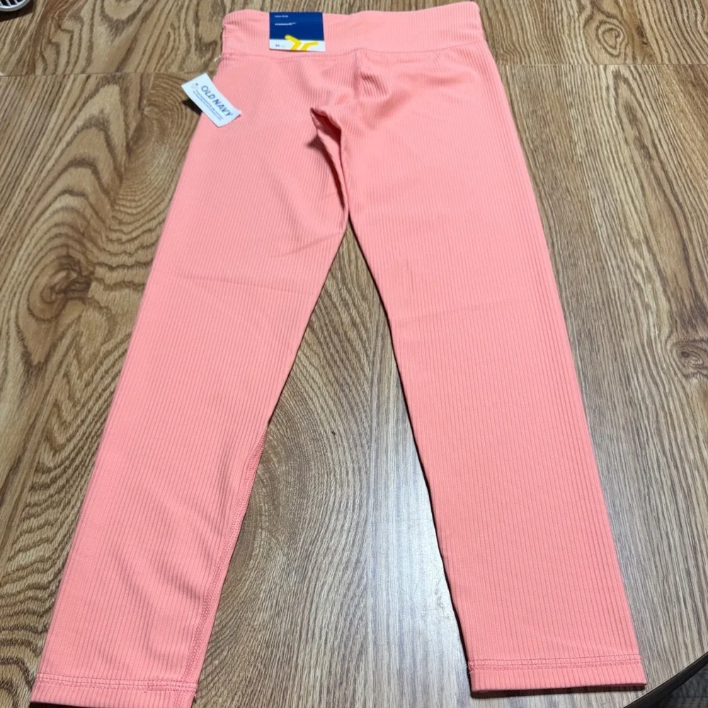 Old Navy Girls Powersoft Ribbed High-Rise Leggings M 8 Coral Go-Dry Active New